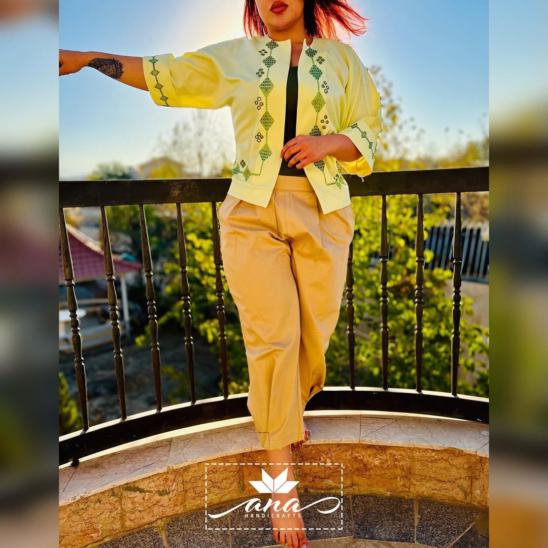 کت مجلسی زنانه دستدوز(خامه دوزی و آیینه دوزی